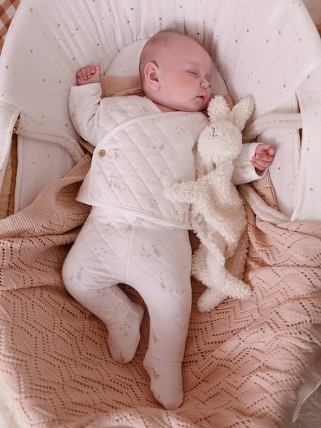 Doudou lapin et hochet en sherpa personnalisable avec mallette blanc - vertbaudet enfant 