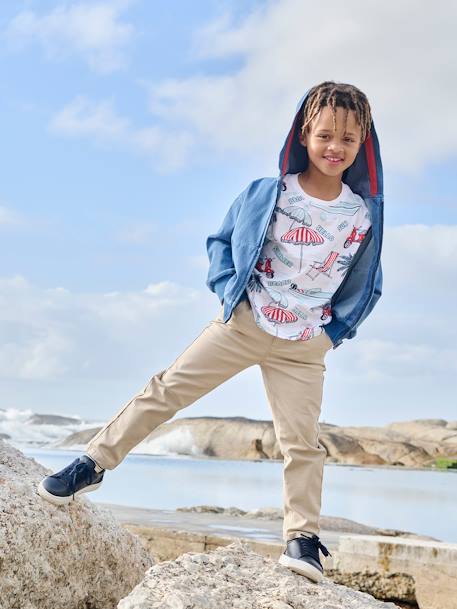 Pantalon garçon esprit chino facile à enfiler beige+marine - vertbaudet enfant 