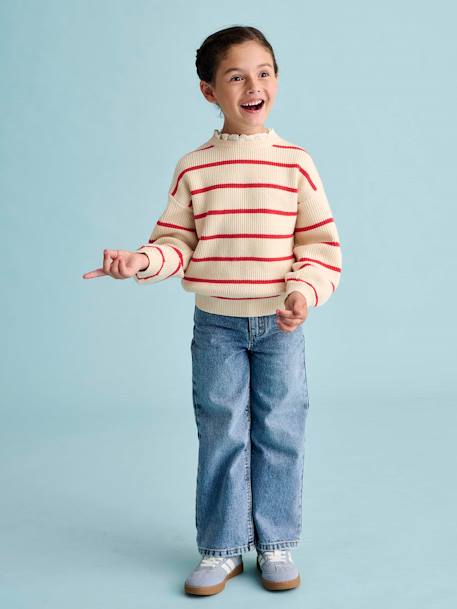 Jean fille large morphologik tour de hanches médium bleu foncé+bleu moyen - vertbaudet enfant 