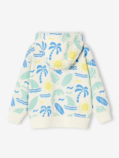 Sweat zippé à capuche motifs surf garçon blanc imprimé - vertbaudet enfant 