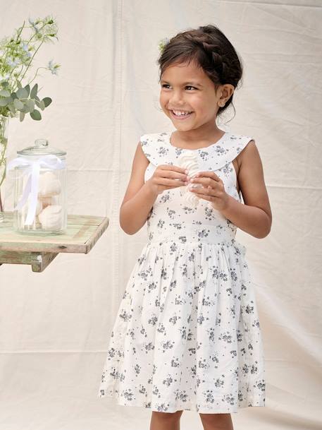 Robe de cérémonie imprimée fleurs fille blanc - vertbaudet enfant 