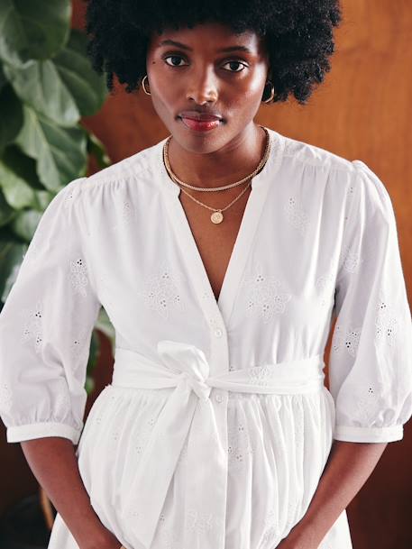 Robe courte broderie anglaise grossesse et allaitement blanc - vertbaudet enfant 