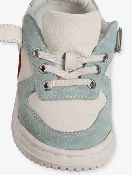 Basket enfant garçon cuir à scratchs et lacets élastiqués lot blanc+lot vert - vertbaudet enfant 