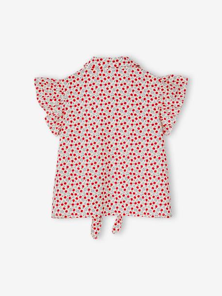Kanten blouse van katoenen gaas voor meisjes vanille - vertbaudet enfant 