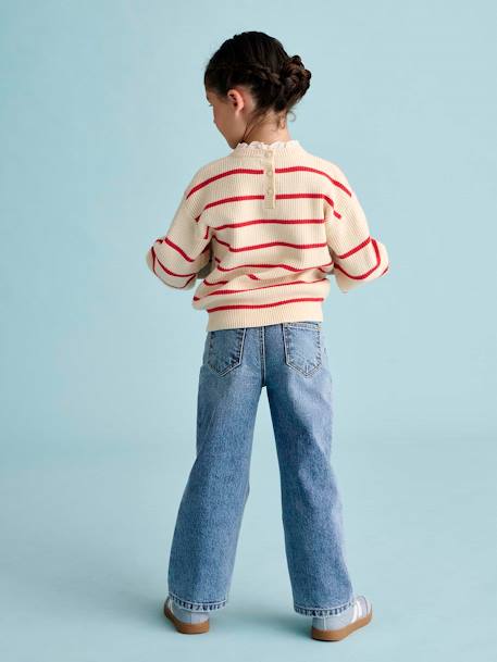Jean fille large morphologik tour de hanches médium bleu foncé+bleu moyen - vertbaudet enfant 