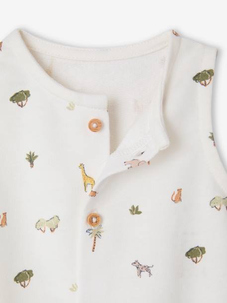 Babyrompertje met print zonder mouwen ecru - vertbaudet enfant 