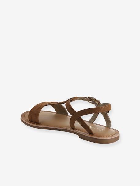 Sandales cuir fille Light gold+marron+marron imprimé - vertbaudet enfant 
