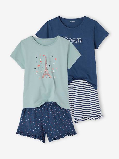 Set van 2 pyjamabroeken BASICS voor meisjes marineblauw - vertbaudet enfant 