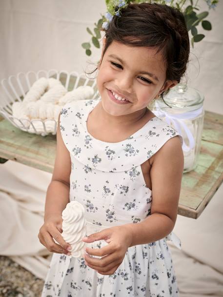 Robe de cérémonie imprimée fleurs fille blanc - vertbaudet enfant 