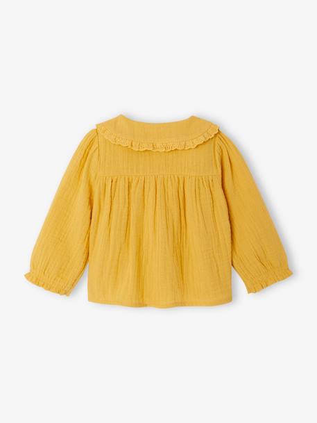 Babyblouse van katoengaas okergeel - vertbaudet enfant 