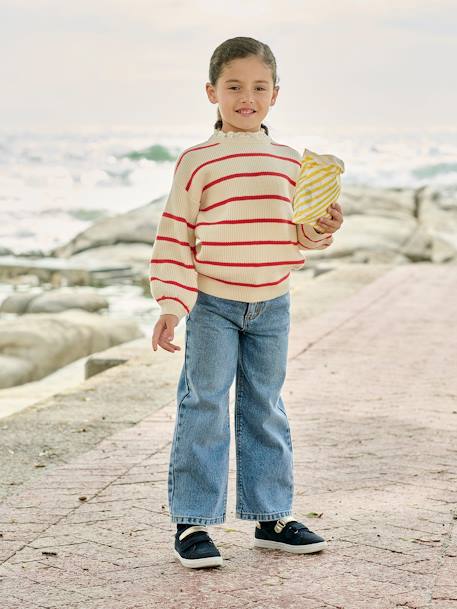 Jean fille large morphologik tour de hanches médium bleu foncé+bleu moyen - vertbaudet enfant 