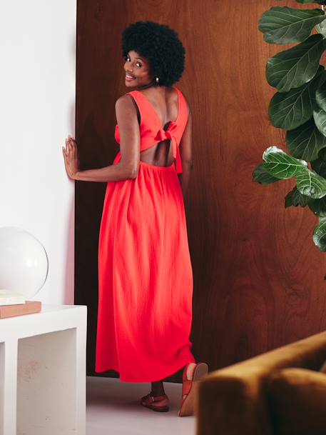 Robe longue de grossesse en gaze de coton grenadine - vertbaudet enfant 