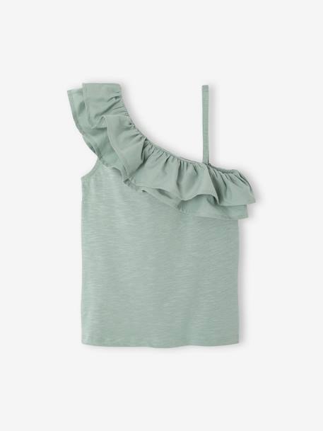 Asymmetrisch geruit T-shirt voor meisjes saliegroen - vertbaudet enfant 