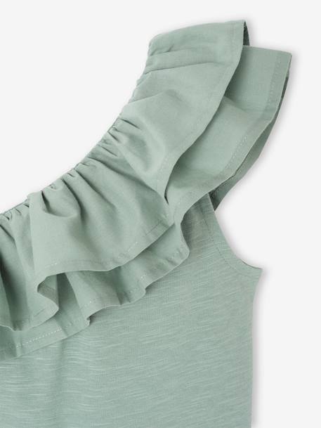 T-shirt à volant asymétrique fille vert sauge - vertbaudet enfant 