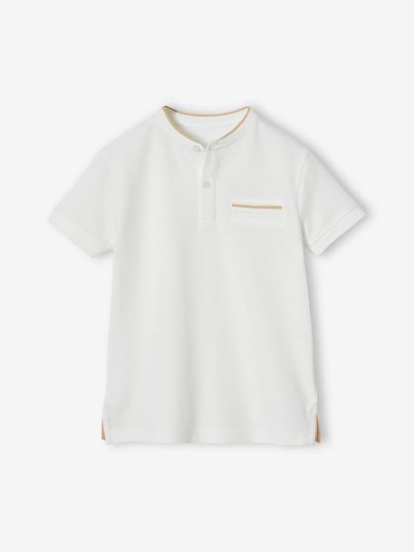Polo garçon col Mao bleu ciel+écru - vertbaudet enfant 