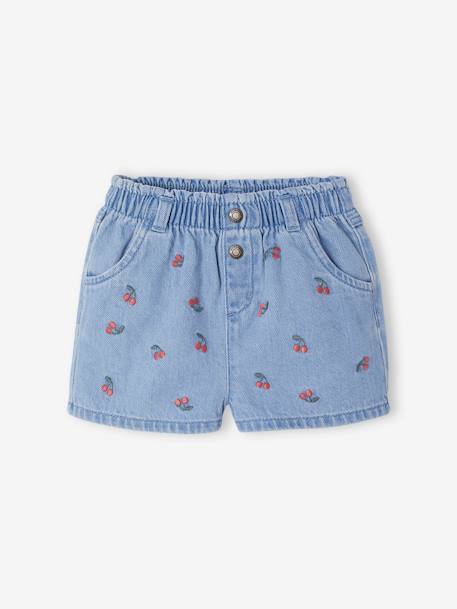 Baby denim short met madeliefborduursel double stone+stone - vertbaudet enfant 