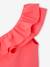 T-shirt à volant asymétrique fille corail+écru+vert sauge - vertbaudet enfant 