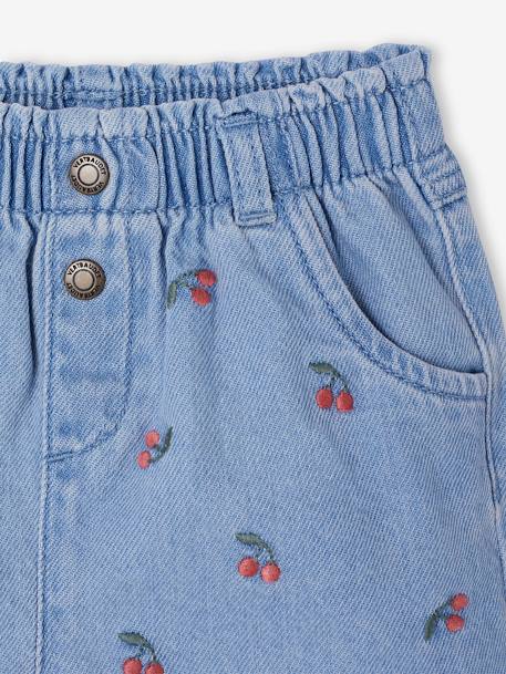Baby denim short met madeliefborduursel double stone+stone - vertbaudet enfant 