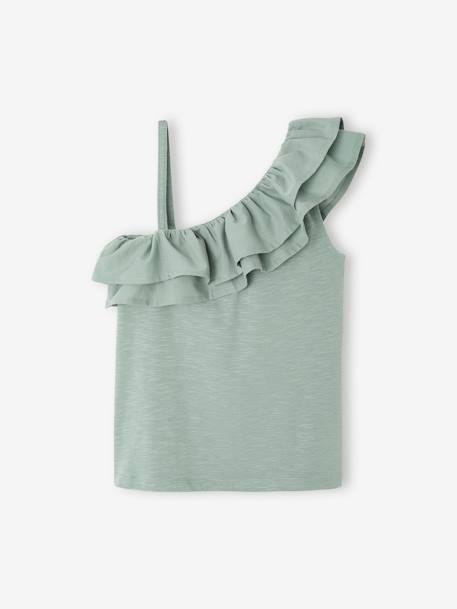 Asymmetrisch geruit T-shirt voor meisjes saliegroen - vertbaudet enfant 