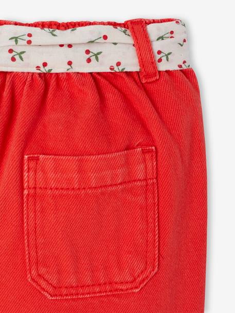 Wijde babybroek met strikceintuur rood - vertbaudet enfant 