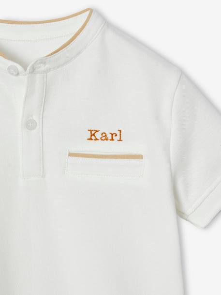 Polo garçon col Mao bleu ciel+écru - vertbaudet enfant 