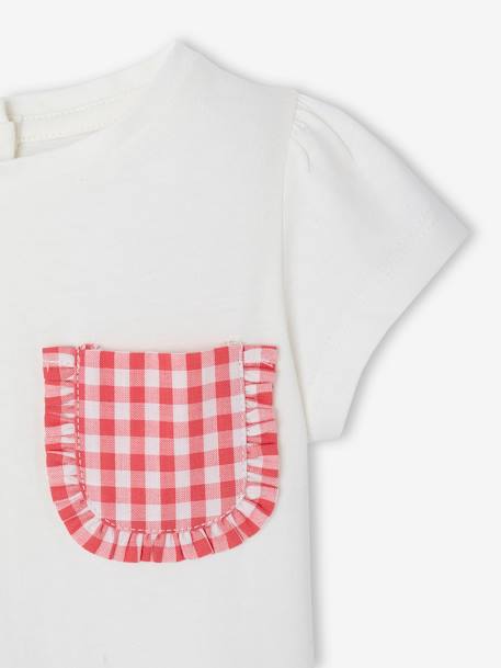T-shirt poche fantaisie vichy bébé écru - vertbaudet enfant 