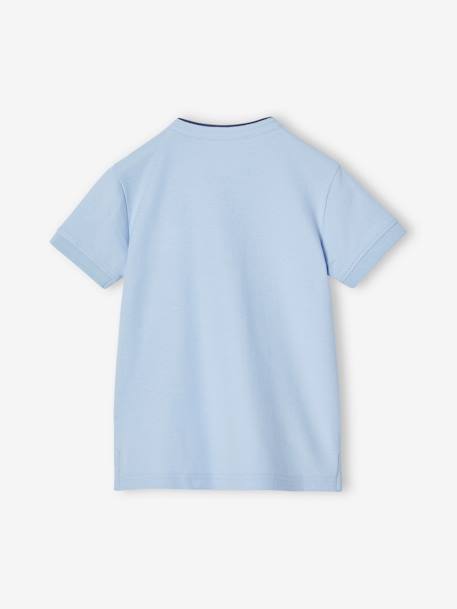 Polo garçon col Mao bleu ciel+écru - vertbaudet enfant 