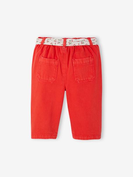 Wijde babybroek met strikceintuur rood - vertbaudet enfant 