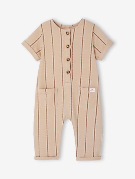 Gestreepte gebreide babyromper zandbeige - vertbaudet enfant 
