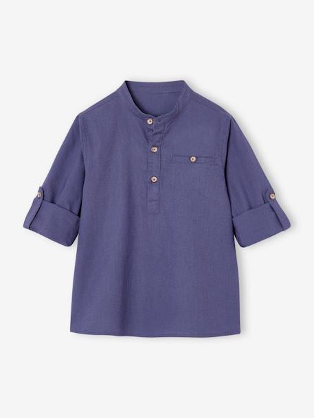 Chemise col Mao personnalisable blanc+bleu ardoise+bleu ciel+vert sauge - vertbaudet enfant 
