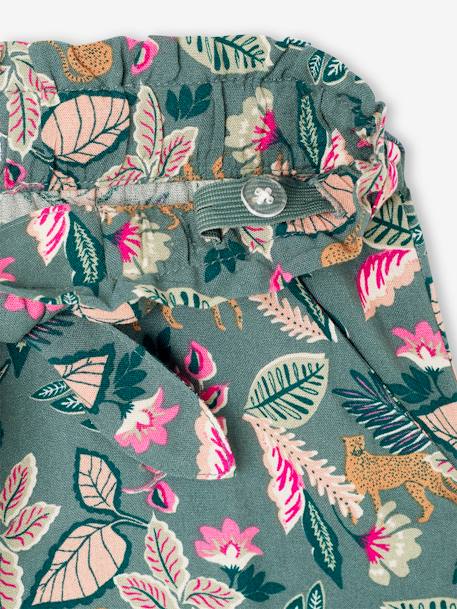 Driekwartmeisjesbroek voor meisjes met bloemenprint marineblauw+rood+smaragdgroen - vertbaudet enfant 