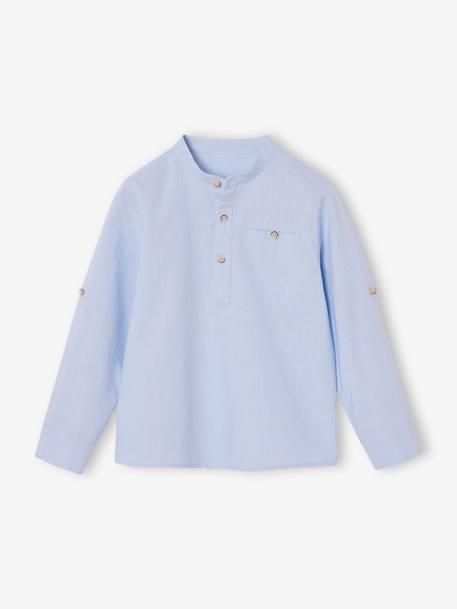 Chemise col Mao personnalisable blanc+bleu ardoise+bleu ciel+vert sauge - vertbaudet enfant 