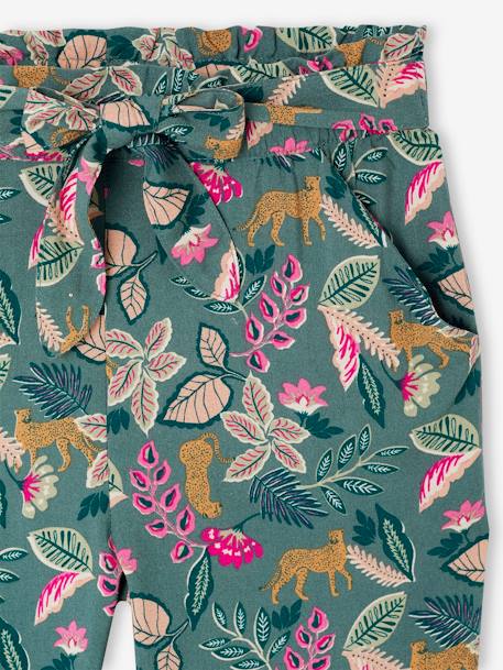 Driekwartmeisjesbroek voor meisjes met bloemenprint marineblauw+rood+smaragdgroen - vertbaudet enfant 