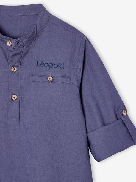 Chemise col Mao personnalisable blanc+bleu ardoise+bleu ciel+vert sauge - vertbaudet enfant 