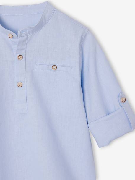Chemise col Mao personnalisable blanc+bleu ardoise+bleu ciel+vert sauge - vertbaudet enfant 