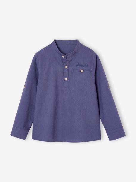 Chemise col Mao personnalisable blanc+bleu ardoise+bleu ciel+vert sauge - vertbaudet enfant 
