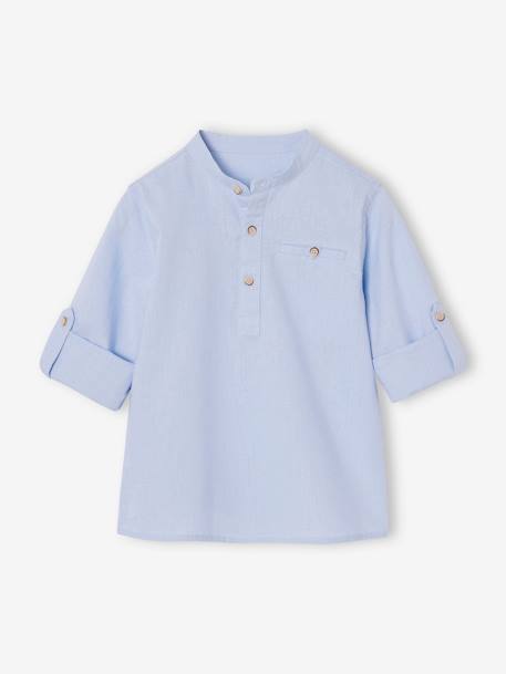 Chemise col Mao personnalisable blanc+bleu ardoise+bleu ciel+vert sauge - vertbaudet enfant 