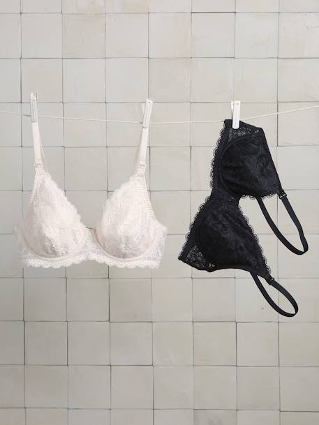 Lot van 2 beugelbeha's voor het geven van borstvoeding met kant zwart - vertbaudet enfant 