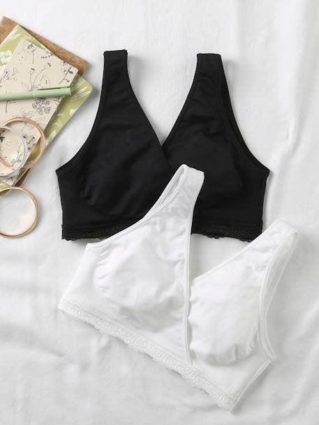 Lot de 2 brassières d'allaitement croisées sans couture noir - vertbaudet enfant 