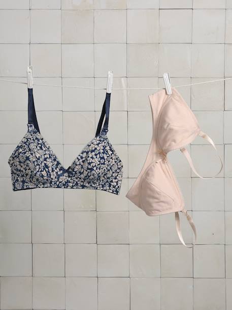 Lot 2 soutiens-gorge d'allaitement sans armatures en coton bio* marine - vertbaudet enfant 