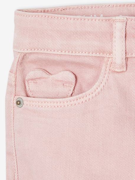 Slim fit medium MorphologiK meisjesbroek antraciet+roze (poederkleur) - vertbaudet enfant 