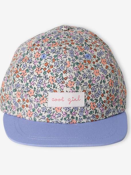 Casquette fleurie fille blanc imprimé+bleu+pivoine - vertbaudet enfant 