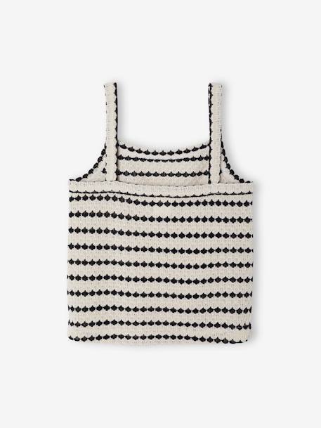 Sweater met fantasiebreisel voor meisjes JONEN zwart+zwart, gestreept - vertbaudet enfant 