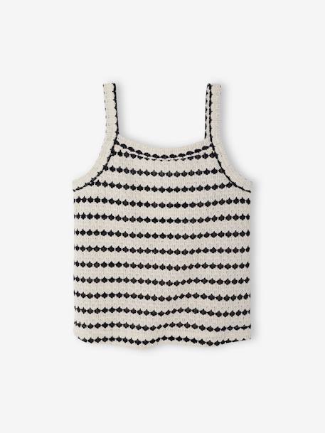 Débardeur en maille fantaisie fille noir+rayé noir - vertbaudet enfant 
