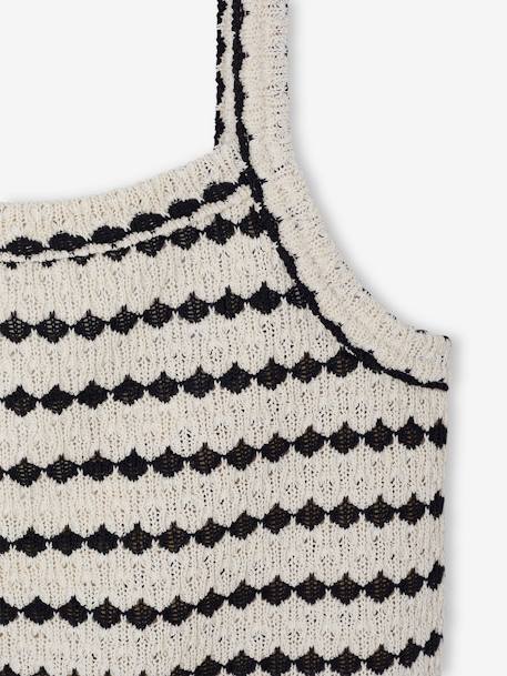 Sweater met fantasiebreisel voor meisjes JONEN zwart+zwart, gestreept - vertbaudet enfant 