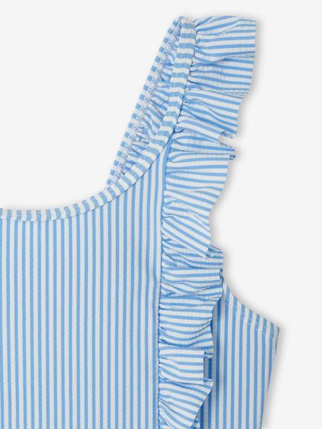 Maillot de bain rayé 1 pièce fille bleu ciel - vertbaudet enfant 