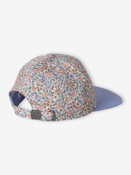 Casquette fleurie fille blanc imprimé+bleu+pivoine - vertbaudet enfant 