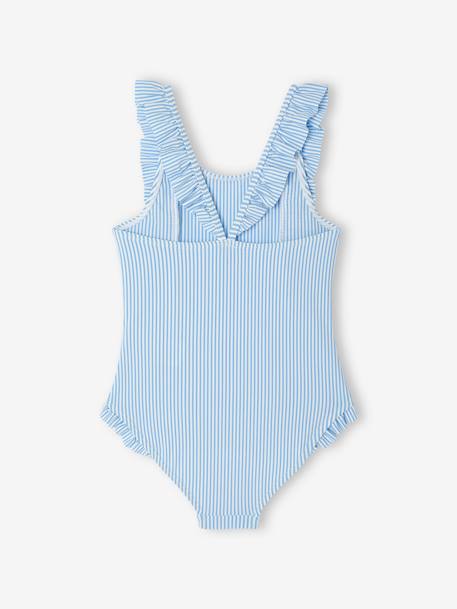 Maillot de bain rayé 1 pièce fille bleu ciel - vertbaudet enfant 