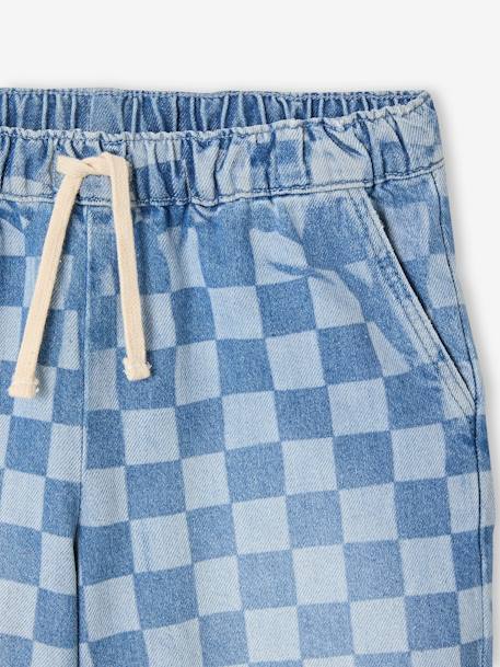 Bermuda met ruitmotief in een losse pasvorm JONEN gebleekt denim - vertbaudet enfant 