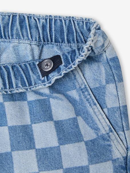 Bermuda met ruitmotief in een losse pasvorm JONEN gebleekt denim - vertbaudet enfant 
